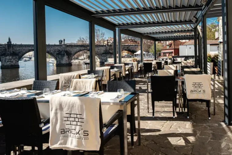 BRICK'S riverside terrace with Charles Bridge in view